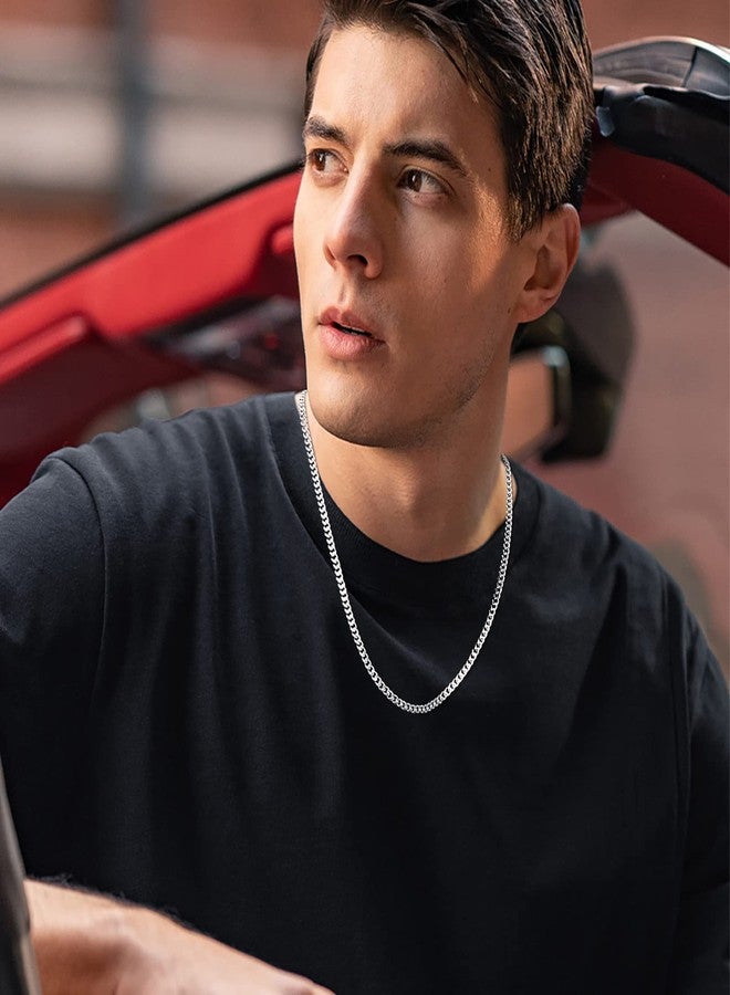 Fiusem سلسلة كوبية فضية اللون من فيوسيم للرجال، سلاسل رجالية 3.5 مم، سلاسل من الفولاذ المقاوم للصدأ للرجال والنساء، 28 بوصة - Image 3